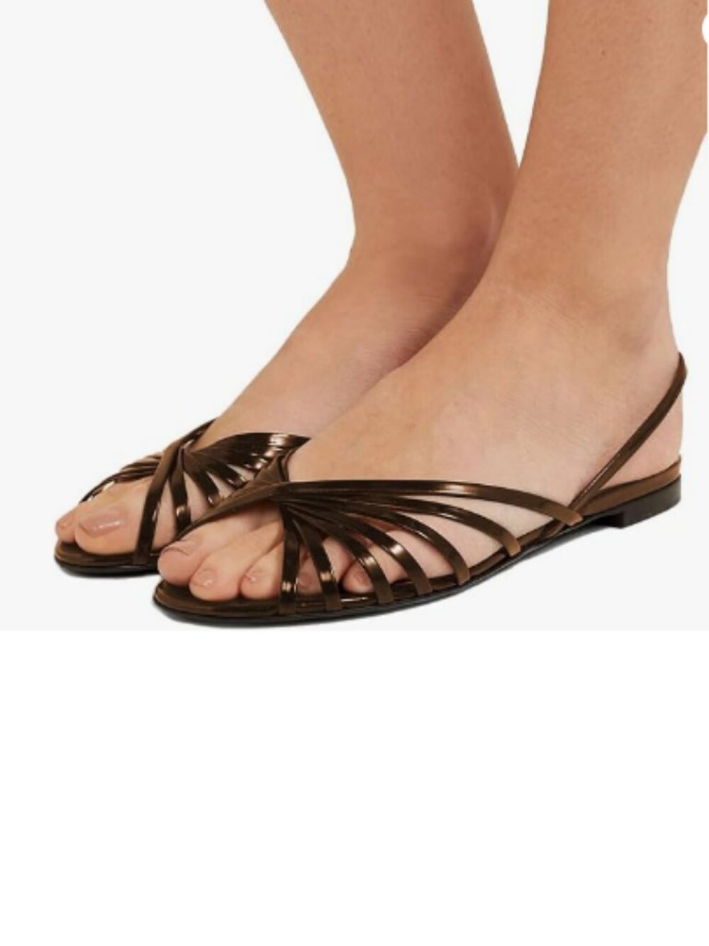 YDN Brown Peep Toe Hollow Out Slingback Flats Sandals Comfort Cutout Summer Shoe